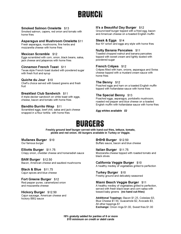 Dinner Menu Page 1